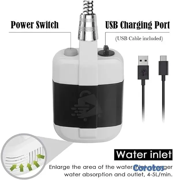decoración y accesorios - DUCHA DE MANO PORTATIL RECARGABLE CON BOMBA ELECTR 2