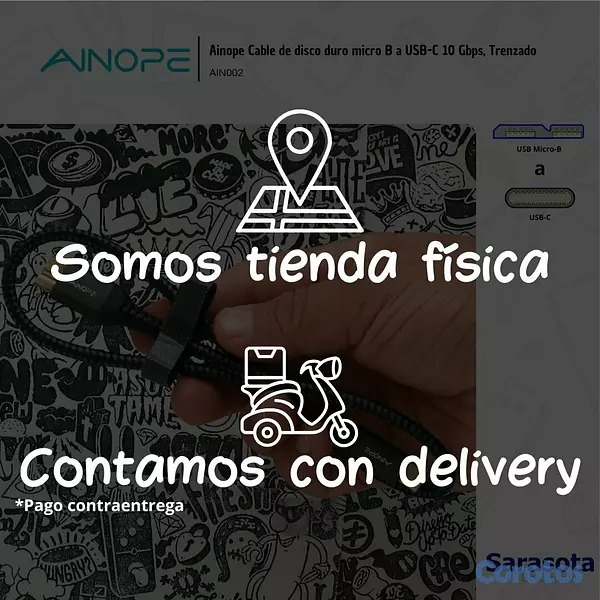 accesorios para electronica - Ainope Cable micro USB-B a USB-C 10 Gbps Trenzado 3
