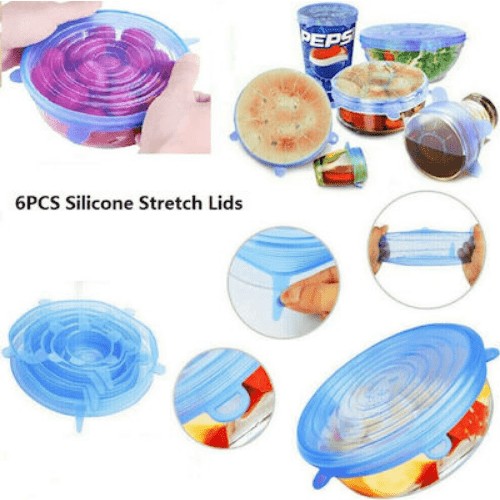 cocina - Tapas de silicona elásticas 6 piezas Cubierta de alimentos, varios tamaños 2