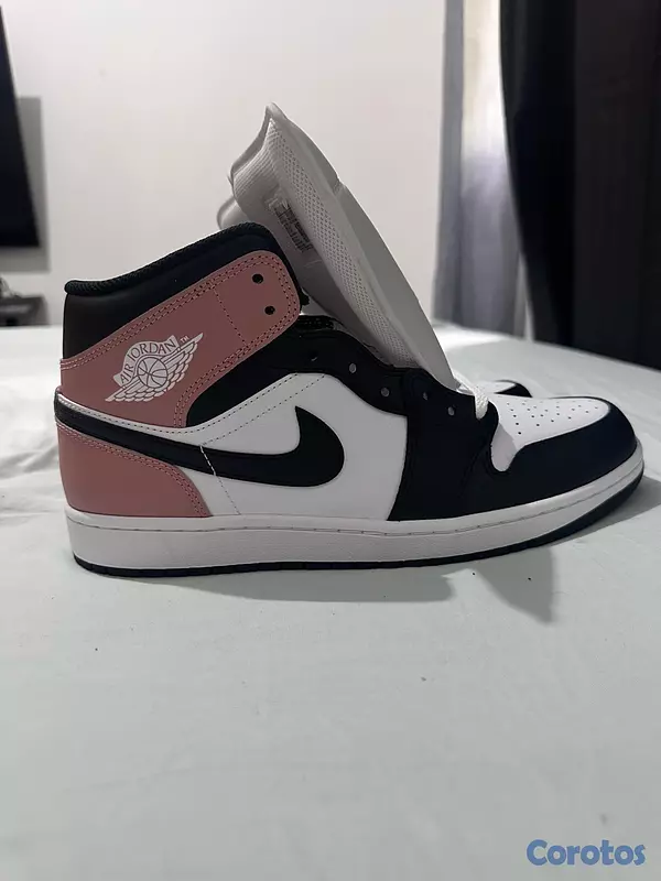 zapatos para hombre - Jordan 1 Mid Blanco/Negro/Rosado 2