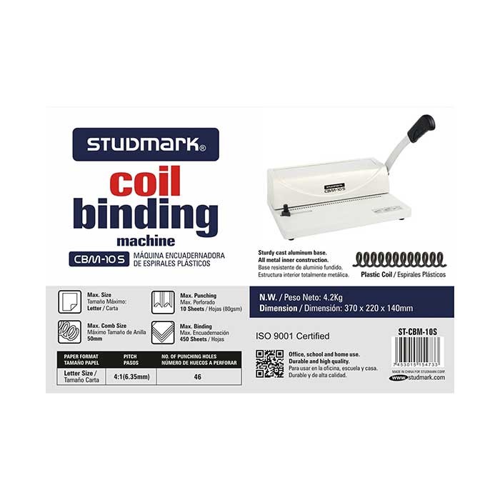 impresoras y scanners - MAQUINA ENCUADERNADORA ESPIRAL PLASTICOS 10HOJAS A LA VEZ  COIL STUDMARK ST-CBM- 0