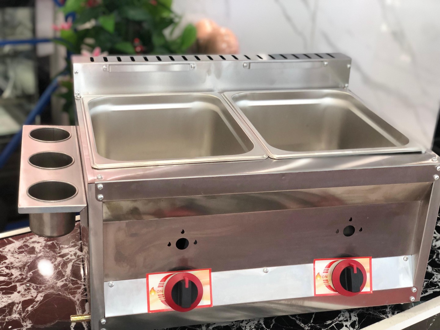 equipos profesionales - Freidora de gas de doble envase de 10 litros con escurridora para papa pollo 4