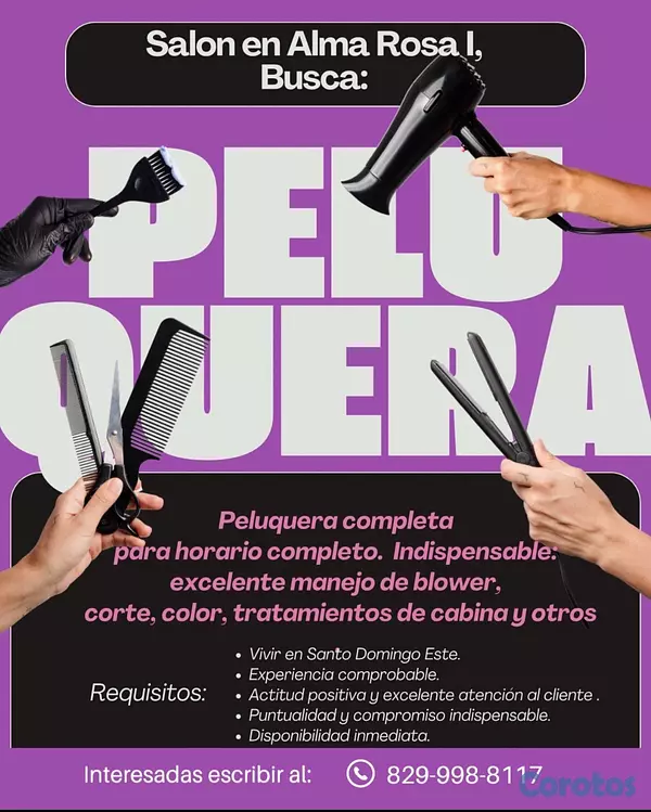 empleos disponibles - Peluquera (Completa)