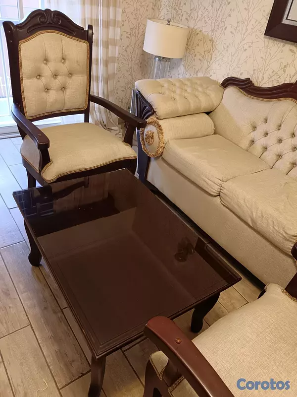 muebles y colchones - Juego de Sala en Caoba Elegante – Excelente Estado 3