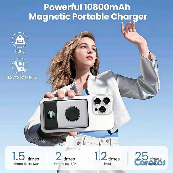 accesorios para electronica - ⚡ Cargador portátil magnético 6 en 1, 10800mAh, carga rápida 25W 🔋 6