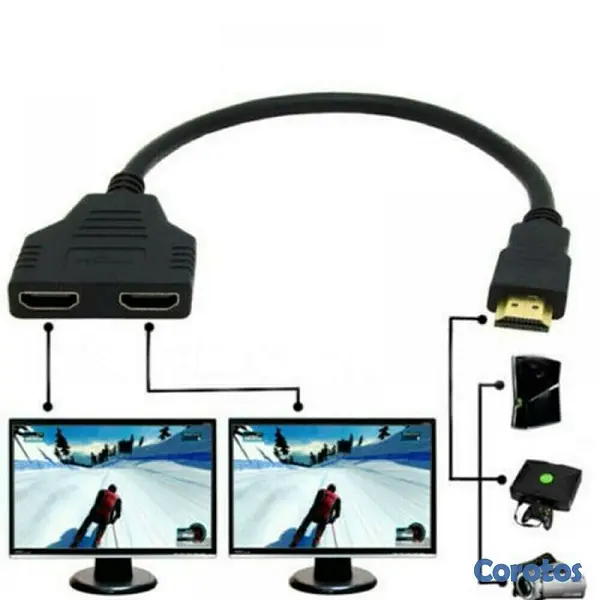 accesorios para electronica - Spliter HDMI 2 en 1, proyecta la misma imagen en 2 pantallas 2