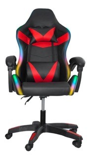 muebles y colchones - Silla gamer luz RGB soporte lumbar Reclinable con ruedas. Gaming oficina  3
