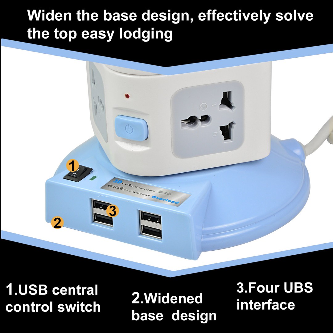 accesorios para electronica - Regleta Vertical Multitomas Multienchufe Enchufe Extension 3