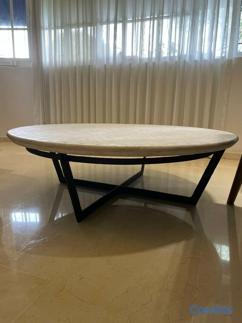 muebles y colchones - Mesa circular con tope de mármol 
