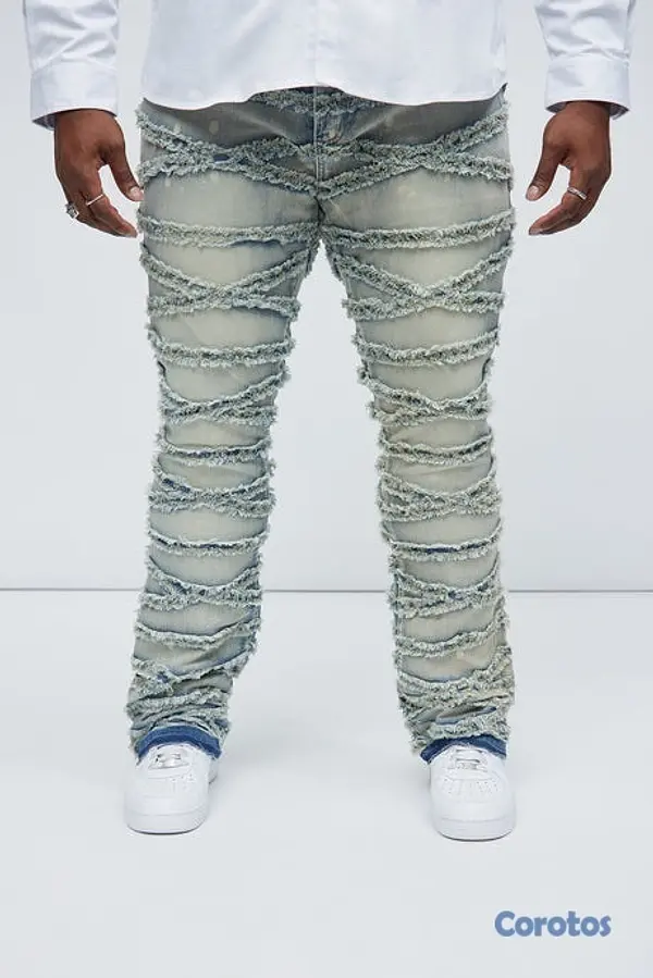 ropa para hombre - pantalón de Mezclilla pierna Ancha  4