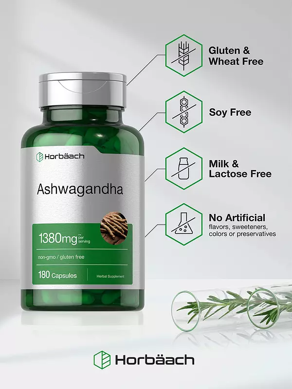Salud y Equipamiento Médico - Ashwagandha 1380mg 180cap Horbaach 4