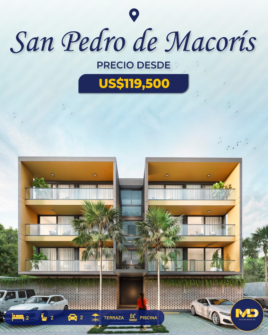 apartamentos - Apartamento con línea blanca y Piscina| 2HB/2BÑ/2PARQ| San pedro de Macoris  0