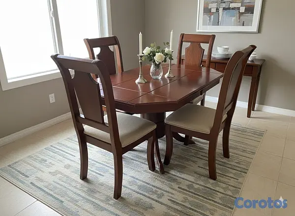 muebles y colchones - Juego de comedor de 4 sillas /Madera Importada Caoba  2