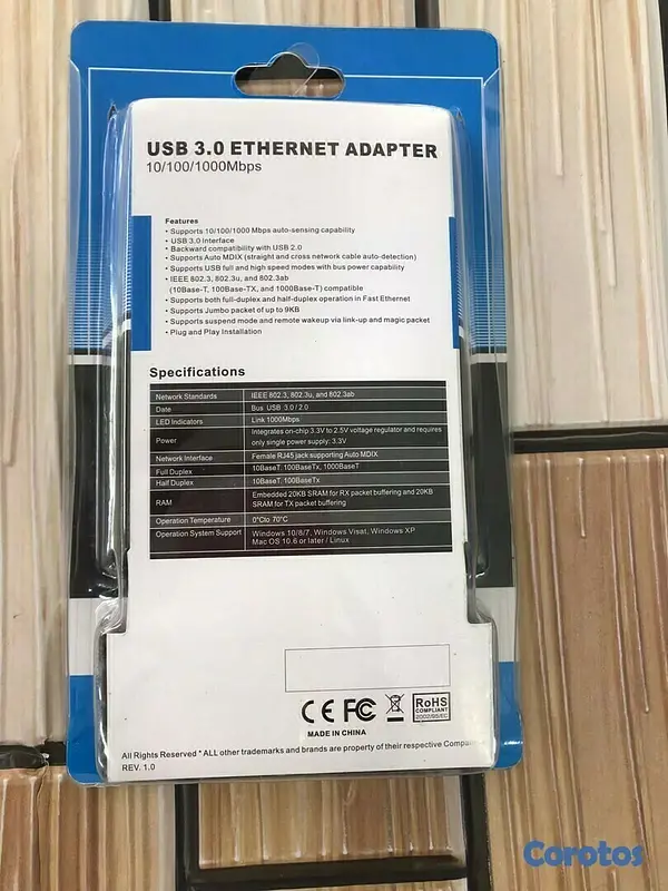 accesorios para electronica - Adaptador USB 3.0 a Ethernet red RJ45 LAN cableada Gigabit. 7