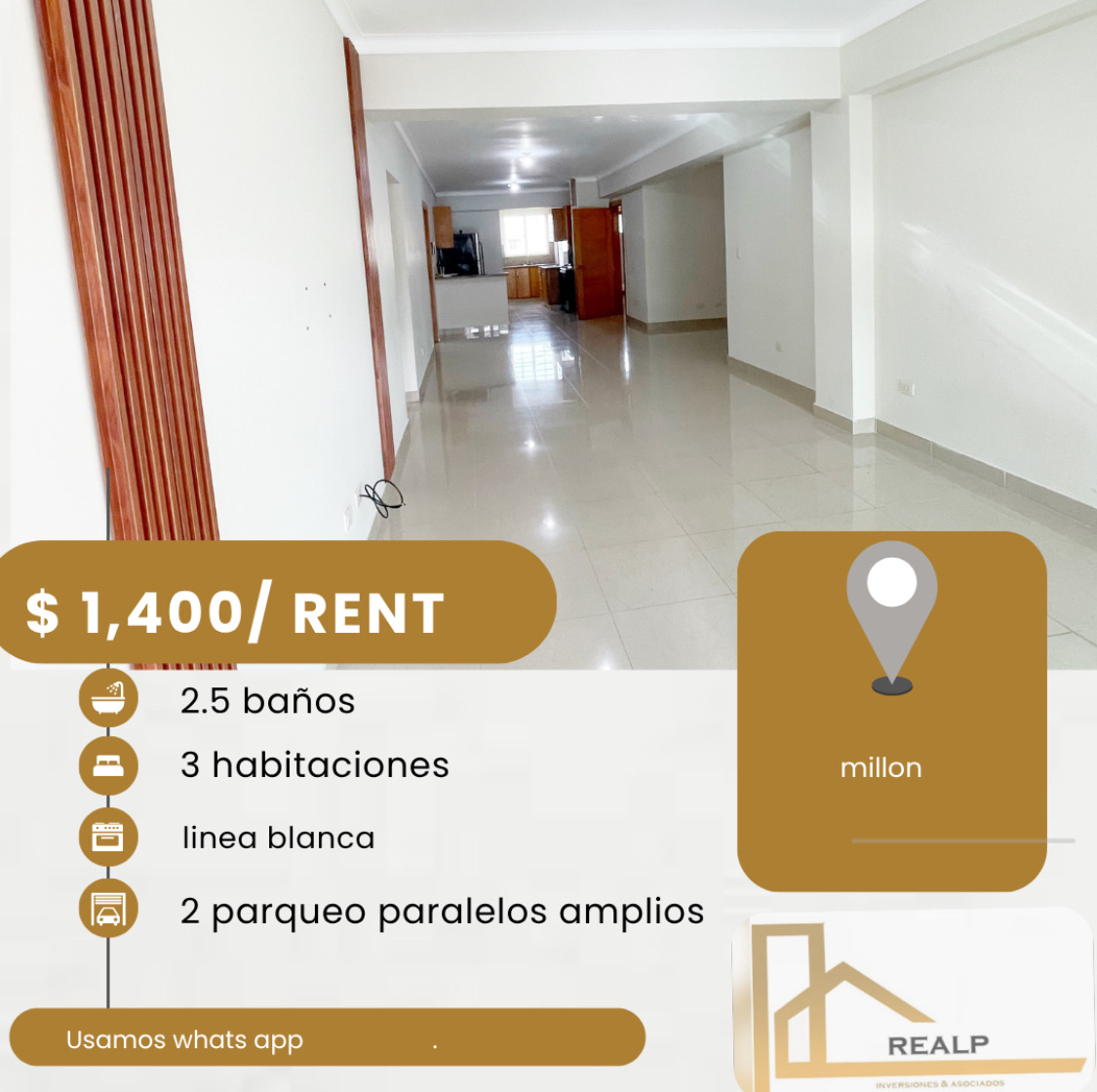apartamentos - hermoso apartamento en el millón 