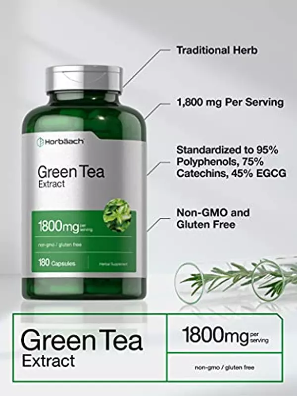 Salud y Equipamiento Médico - Extracto De Te Verde 1800 Mg 180 Cap Horbaach 4