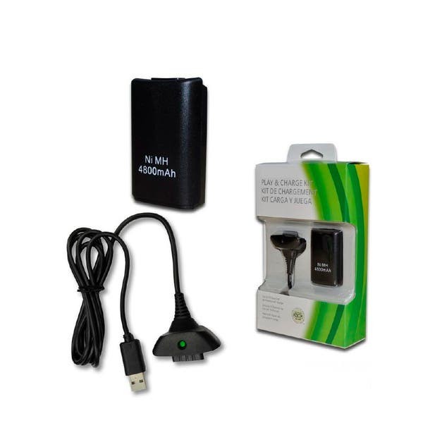 consolas y videojuegos - Kit Carga Y Juega Xbox 360 Cargador Bateria recargable 2