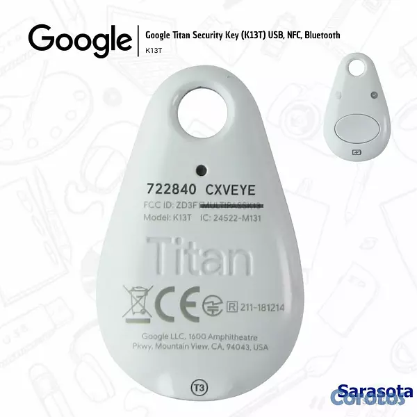 accesorios para electronica - Google Titan Security Key (K13T) USB, NFC, Bluetoo 3