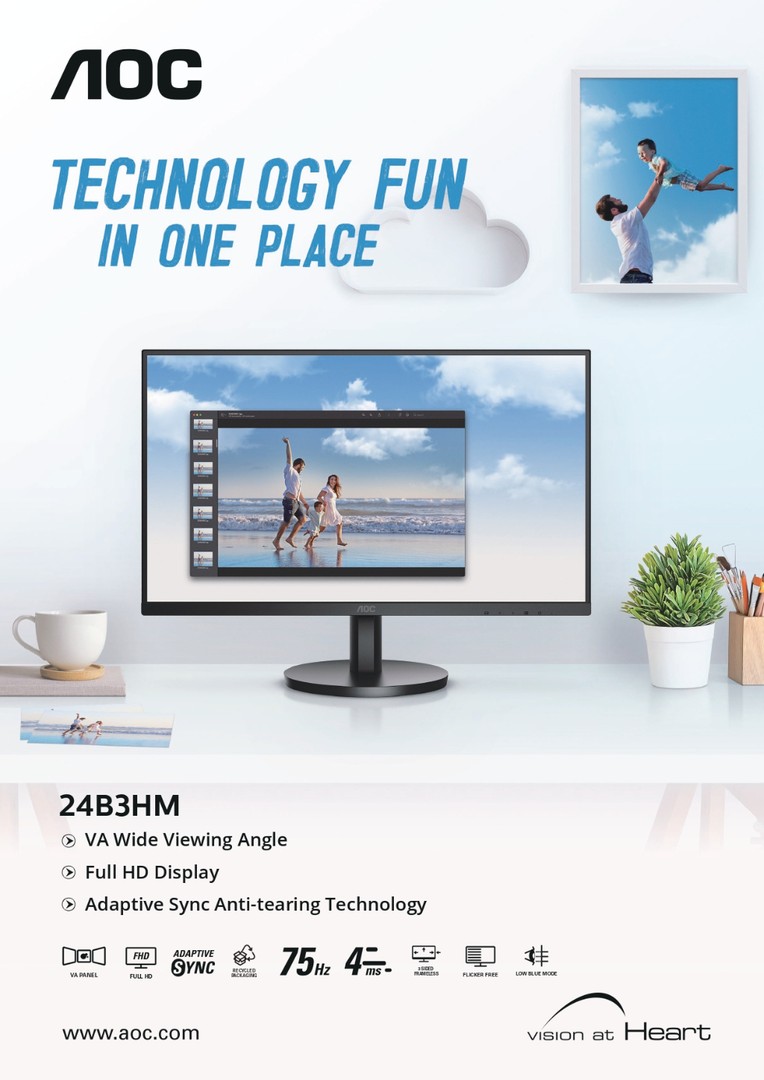computadoras y laptops - MONITOR AOC MODELOS NUEVOS  24 pulgadas FHD 1920X 1080, VESA, 4MS HDMI 75HZ, VGA 0