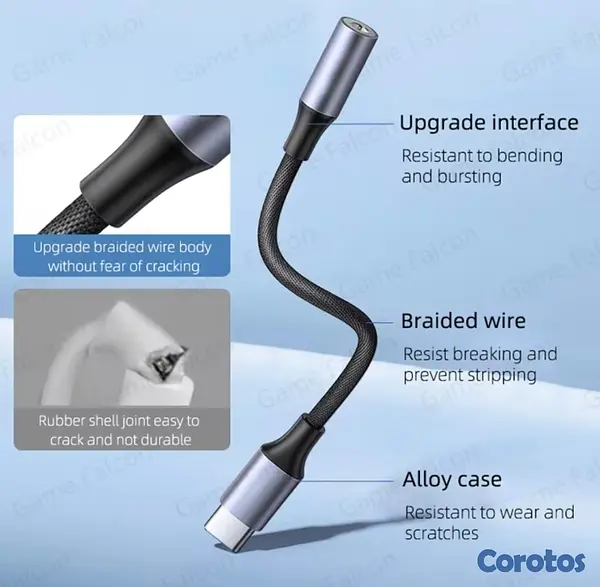 accesorios para electronica - Adaptador de audio tipo C a auxiliar Jack 3.5mm 
 4