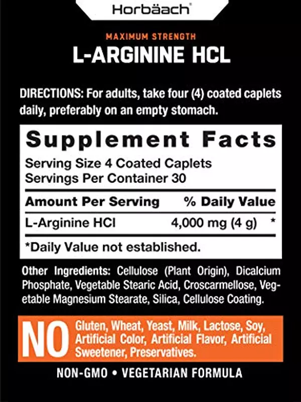 Salud y Equipamiento Médico - L Arginina 4000 Mg 120 Capsulas Por Horbaach 2