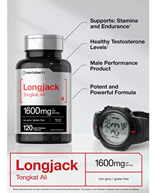 Salud y Equipamiento Médico - Longjack Tongkat Ali 1600 Mg 120 Capsulas Horbaach 4