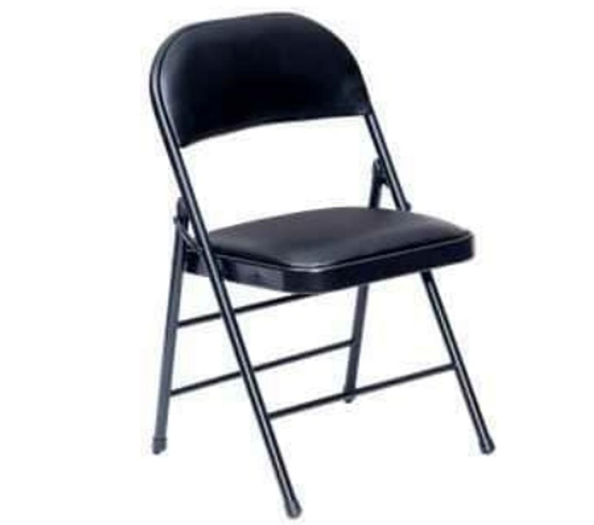 muebles y colchones - SILLA PLEGABLE METAL NEGRA ACORCHADA. REF. 11652