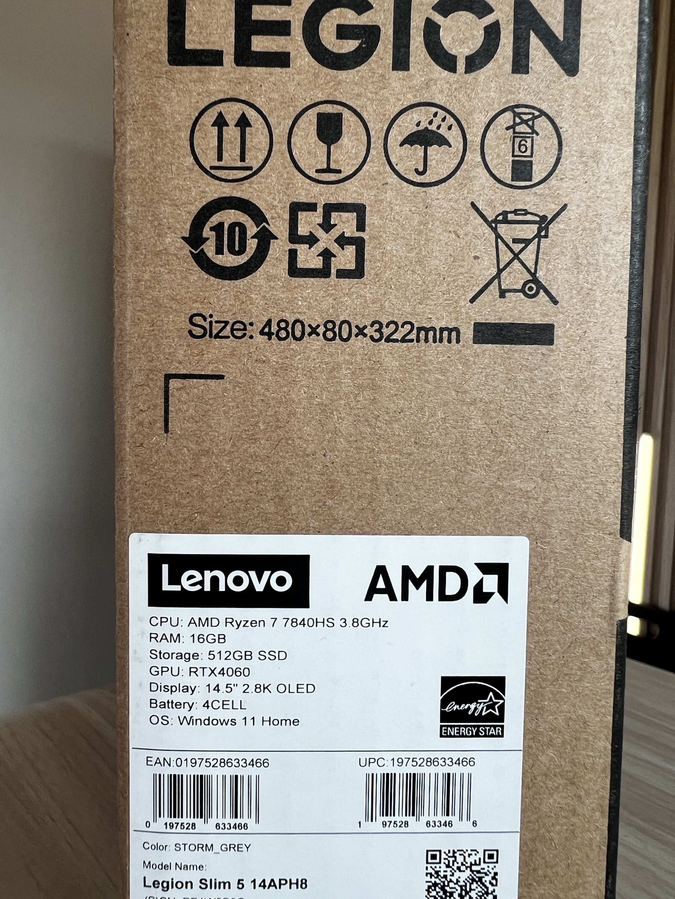 computadoras y laptops - Lenovo Legion Slim 14.5" 2k 120Hz R7-7840HS 16GB RAM 512GB SSD RTX-4060  1