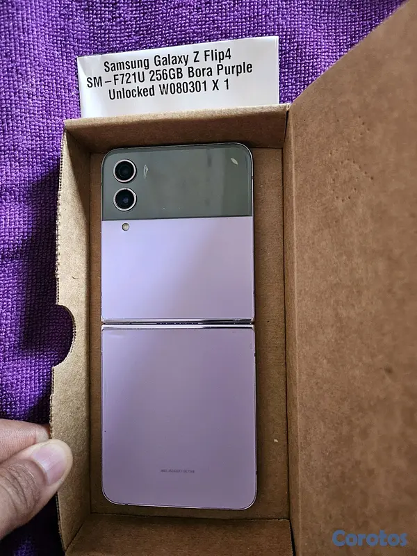 celulares y tabletas - Samsung galaxy flip 4 de 256gb morado desbloqueado en muy buenas condiciones  2