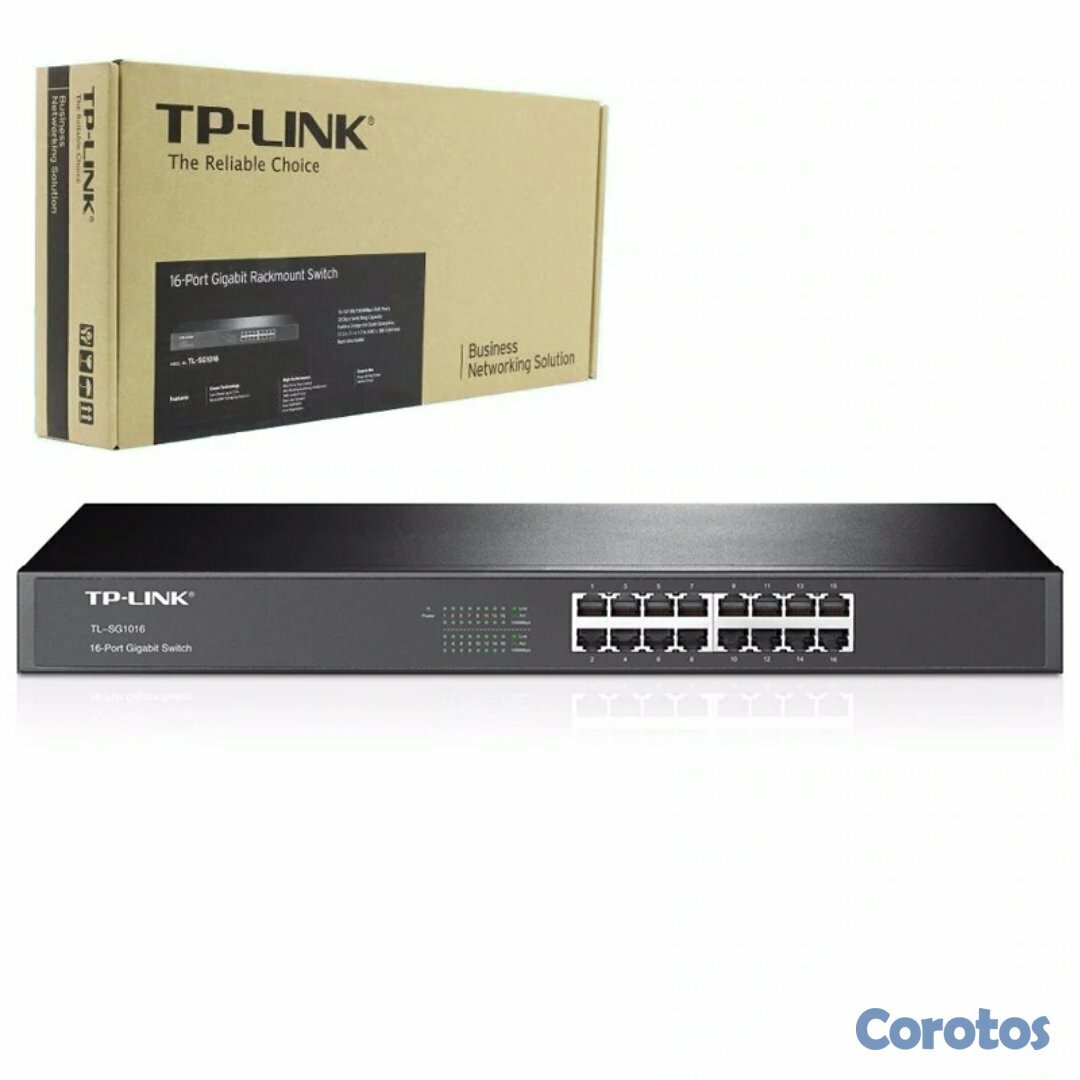 computadoras y laptops - SWITCH 16 PUERTOS TP-LINK TL-SG1016, NO ADMINISTRABLE/RACK, 16 PUERTOS GIGABIT E