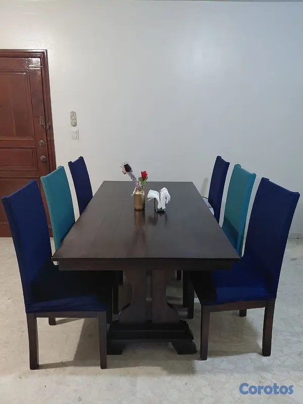 muebles y colchones - Comedor de madera maciza, 6 puestos  4