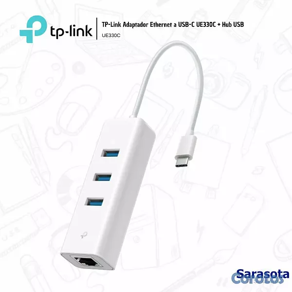 accesorios para electronica - TP-Link Adaptador Ethernet a USB-C UE330C + Hub US 2
