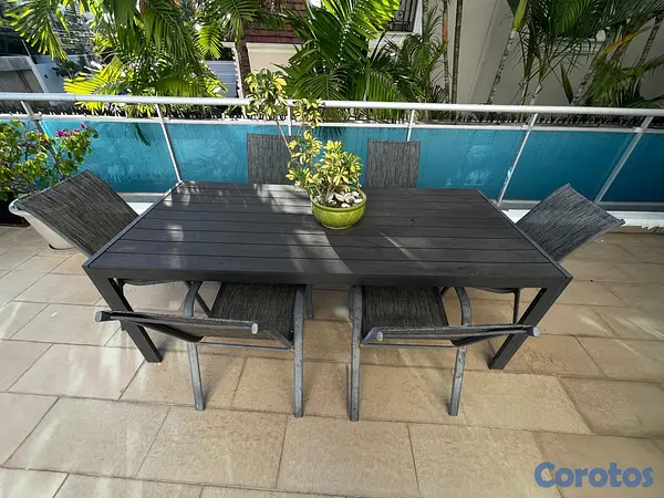 muebles y colchones - Juego de comedor de terraza (Mesa + 4 sillas)