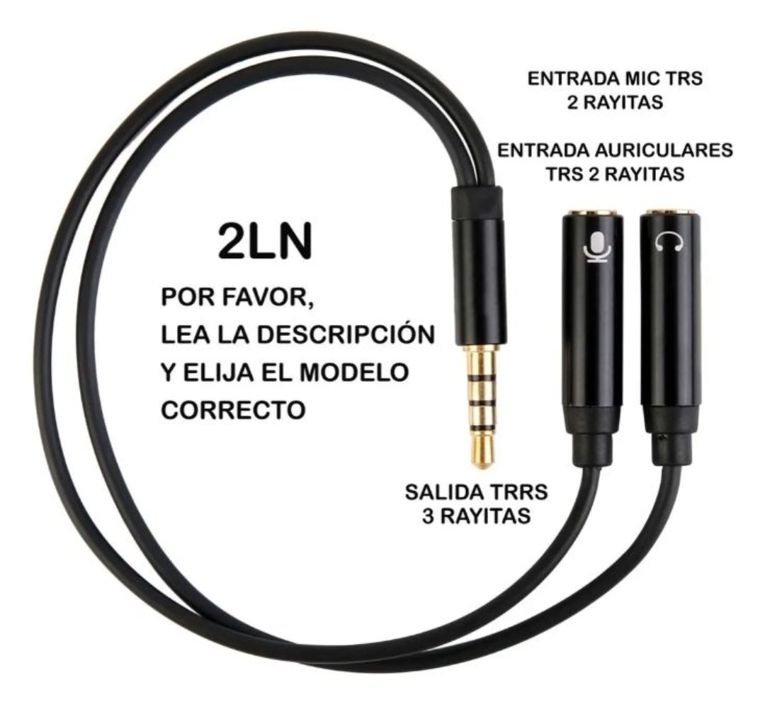 accesorios para electronica - Adaptador divisor de audio audífono y micrófono con conector 3.5mm 2
