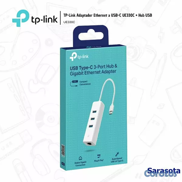 accesorios para electronica - TP-Link Adaptador Ethernet a USB-C UE330C + Hub US 3
