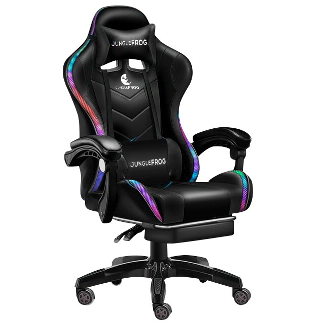 muebles y colchones - Silla gamer luz RGB soporte lumbar Reclinable con ruedas. Gaming oficina 