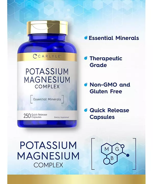 Salud y Equipamiento Médico - Suplemento De Potasio Y Magnesio | 250 Recuento | Complejo S 2