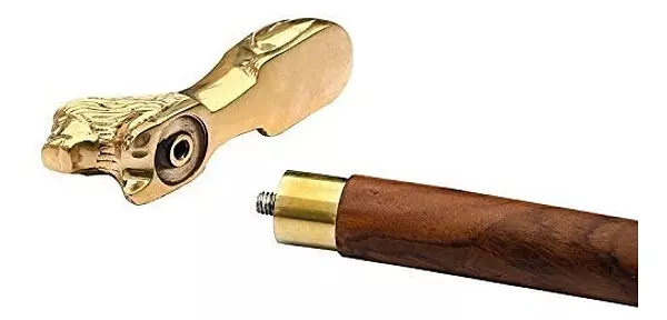 Salud y Equipamiento Médico - Bastón De Madera Marrón De Latón Golden Lion 3