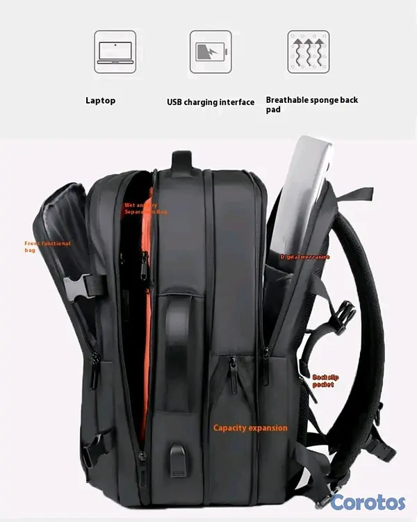 carteras y maletas - Mochila de viaje con cargador portátil  12