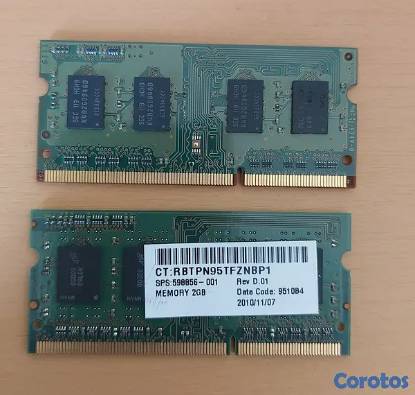 computadoras y laptops - 2x memorias RAM de 2GB DDR3-SDRAM 1333Mhz 2