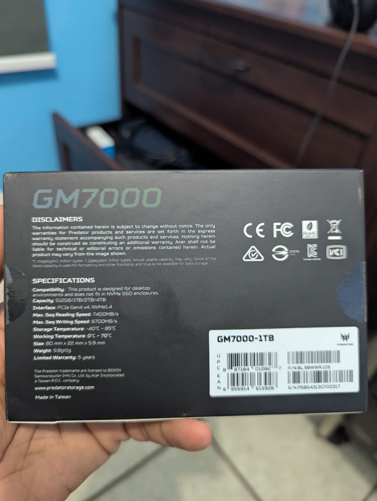 computadoras y laptops - Acer Predator GM7000 SSD 1TB M.2 0
