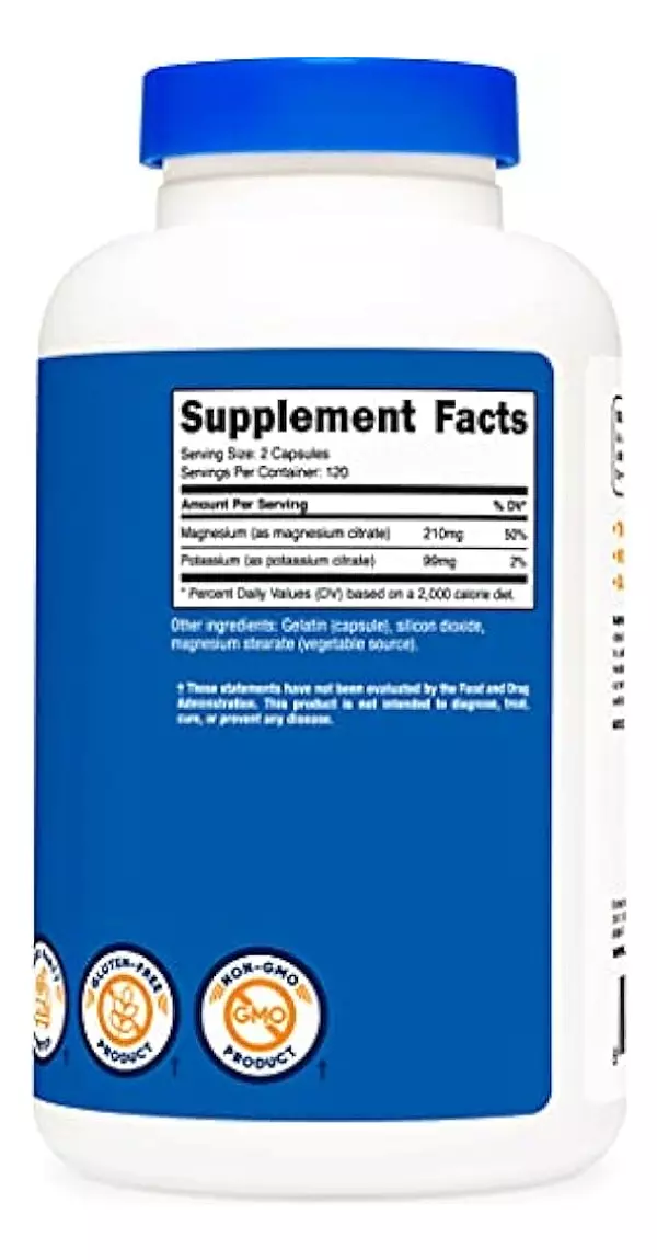 Salud y Equipamiento Médico - Nutricost Potasio (99 Mg) Magnesio (210 Mg) Citrato 2