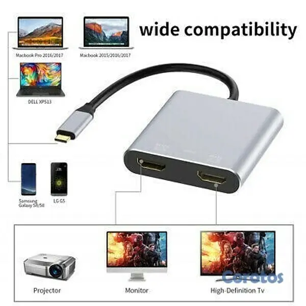 impresoras y scanners - DOCKING STATION ARGOM ADAPTER ONE AXESS USB-C TO 2 PUERTOS HDMI DUAL IMPUT, 1 US 2