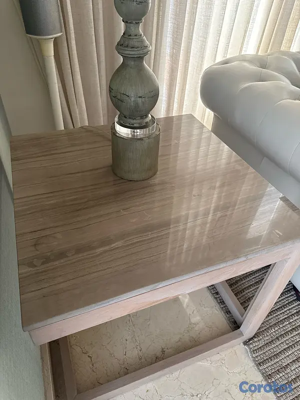 muebles y colchones - Mesa Lateral Roble y Mármol
 3