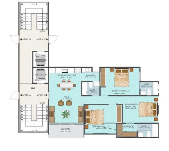 apartamentos - Venta de proyecto Playa Dorada #24-1775 dos dormitorios, dos baños, un parqueo. 5