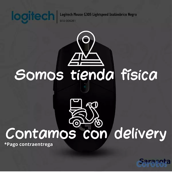 accesorios para electronica - Logitech Mouse G305 Lightspeed Inalámbrico Negro ( 3