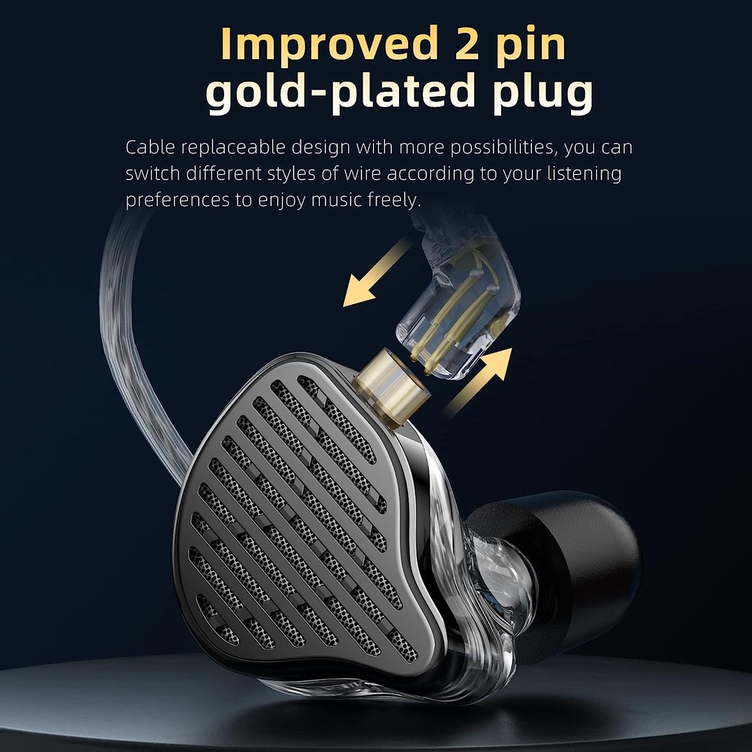 camaras y audio - KZ X HBB PR2 IEM 13.2mm Planar Driver cable desmontable 2 pines 0.75mm jack 3.5 5