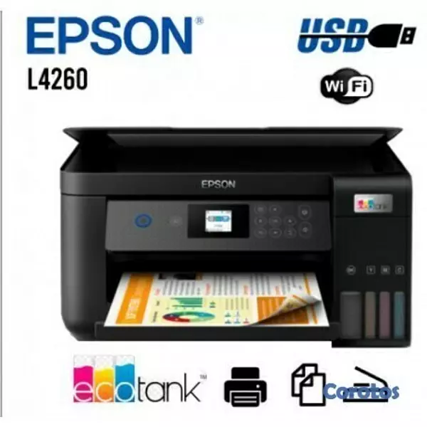 computadoras y laptops - MULTIFUNCION EPSON ECOTANK L4260,BOTELLA DE TINTA DE FABRICA,DUPLEX,Wi-Fi 3