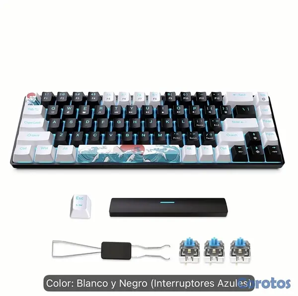 computadoras y laptops - Teclado mecanico retro iluminado color azul 2