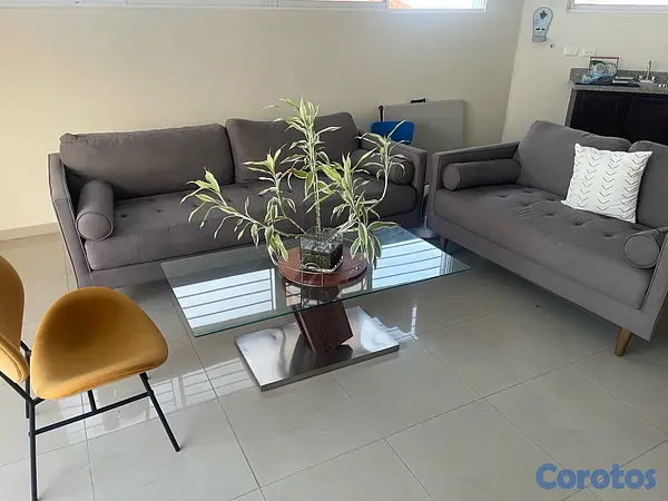 muebles y colchones - Juego de muebles gris. Uno de 2 plazas, y uno de 3 plazas.  3